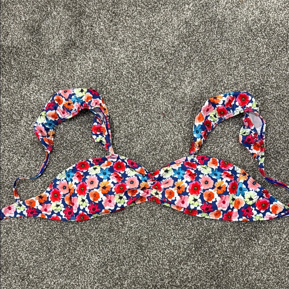 Pink Lily Floral Bikini Top